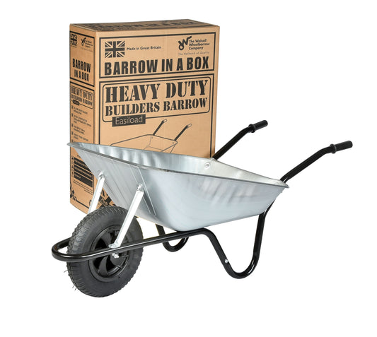 (Barrow in a Box) Wheelbarrow Easiload Galvanised Pneumatic (Silver)