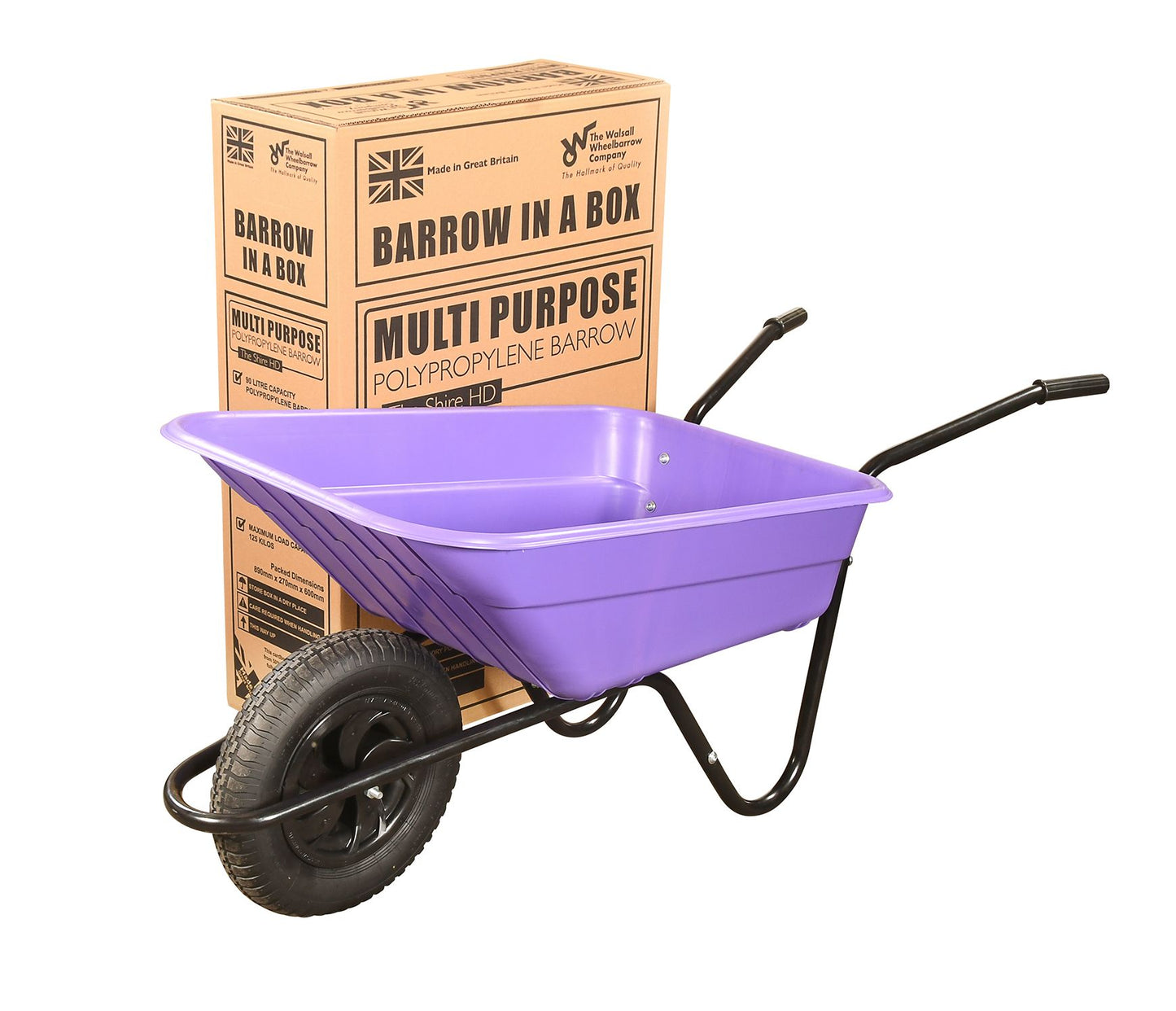 (Barrow in a Box) Wheelbarrow Shire Poly Pneumatic (Lilac)